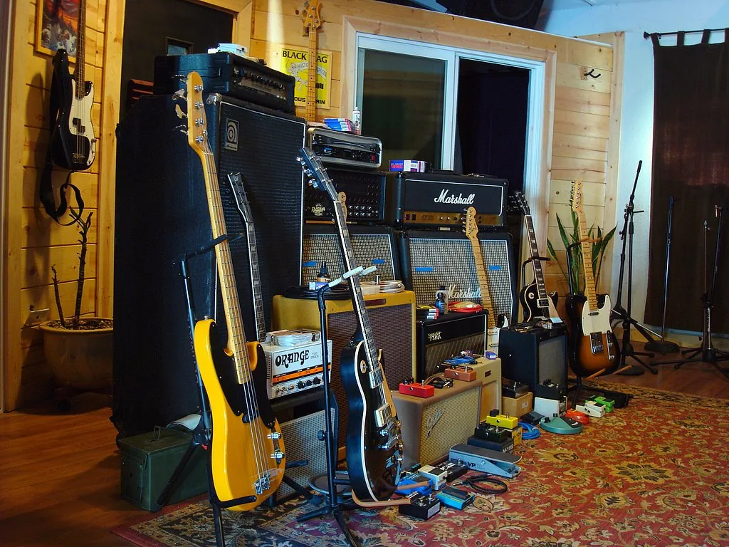 Guitares amplis et pédales en studio