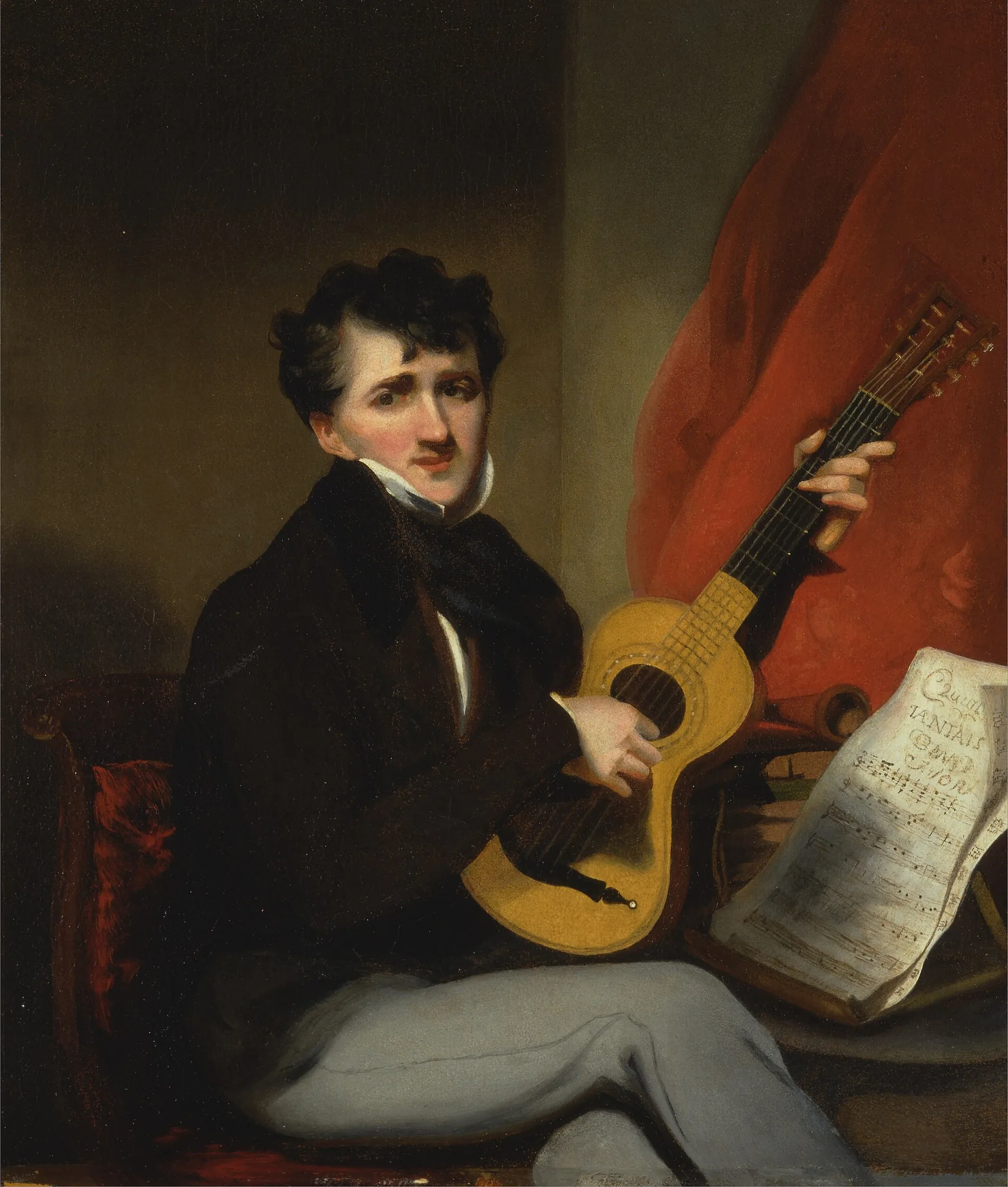 old portrait with acoustic guitar