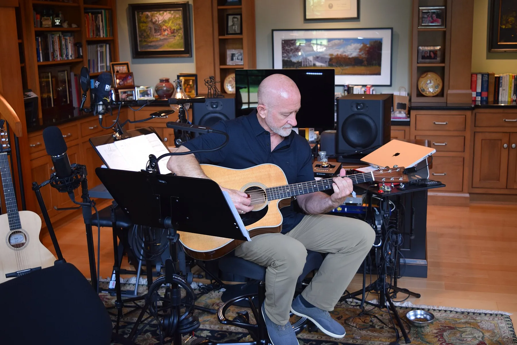 Musicien jouant une guitare folk